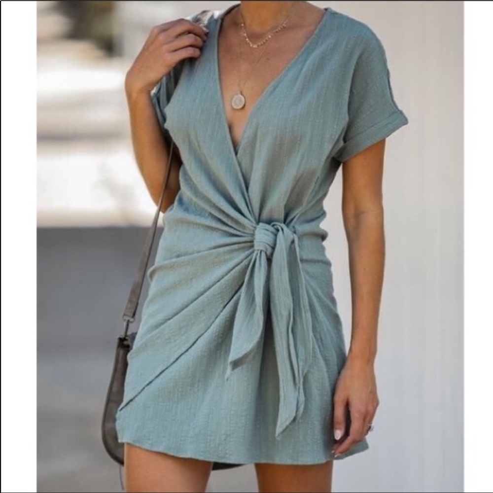 Vici Textured Wrap Dress - Picture 2 of 7